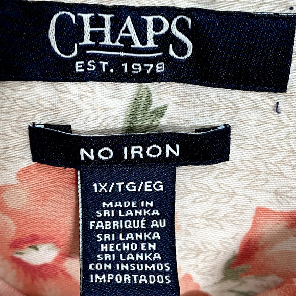 Chaps Womens Button Up Top Size 1X Floral Long Sleeve Cottagecore No Iron Office - Picture 3 of 8